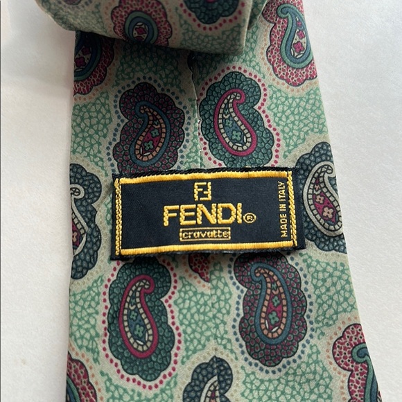 Vintage Fendi Paisley Patterned Men's Tie - Picture 3 of 3